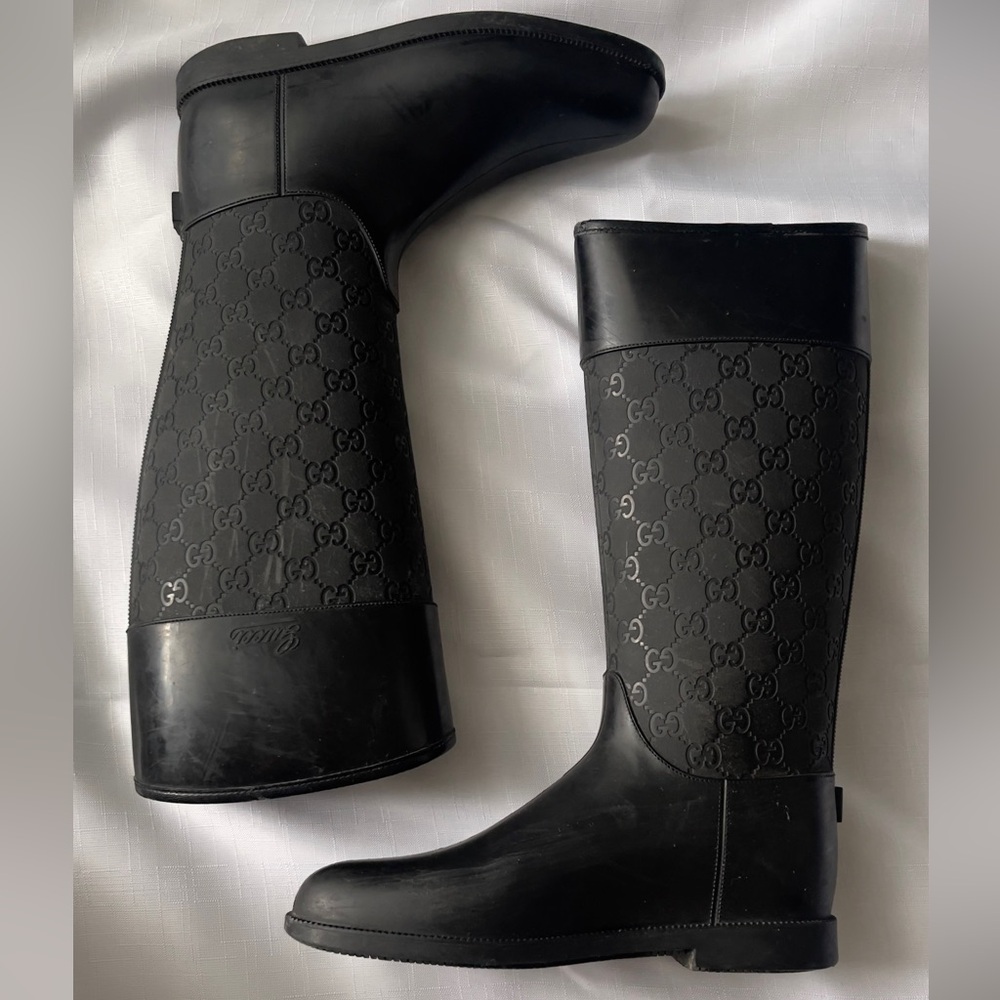 SOLD 🍯 GUCCI GG Black Monogram Rain Boots